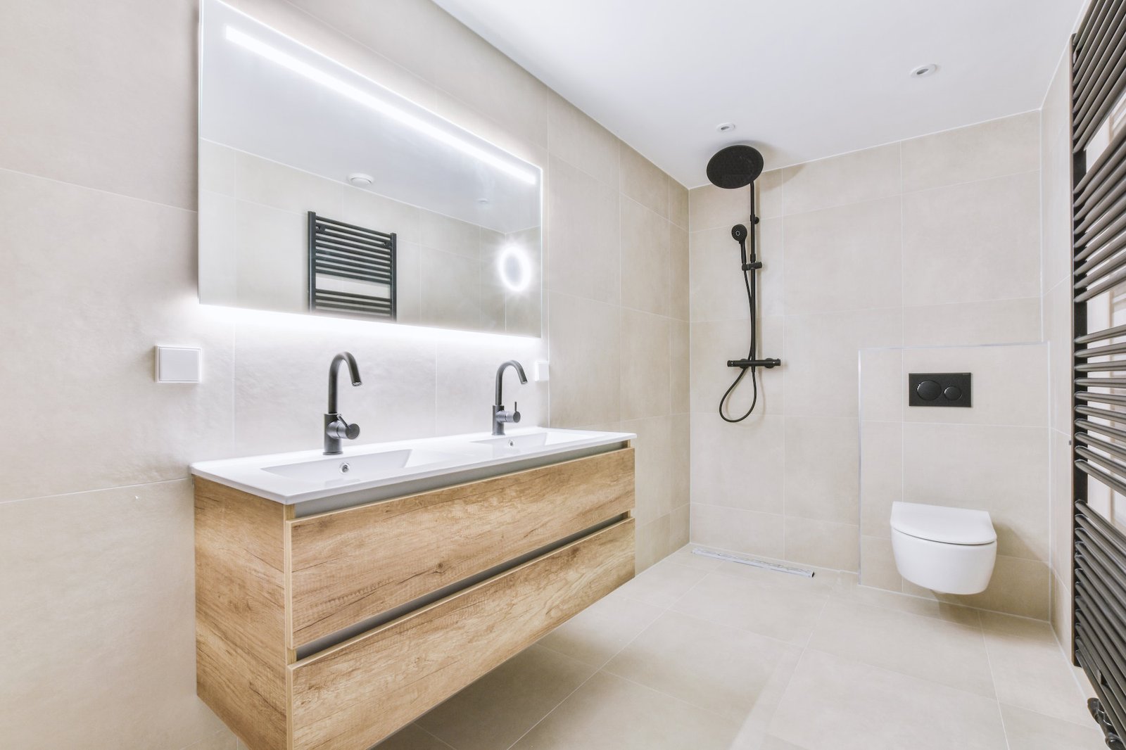 Lavatory with toilet and sink